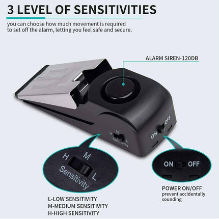 Door Stop Alarm Wedge Security System Intruder Alert Home Detection Device