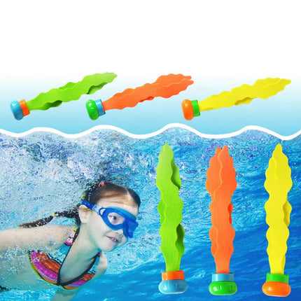 19pcs Kids Underwater Diving Toy Set, Swimming Pool Dive Rings & Seaweeds