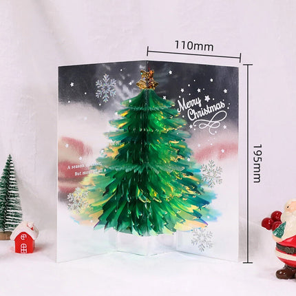 3D Tree Pop Up Christmas Card, Merry Xmas Holiday Greeting Blessing