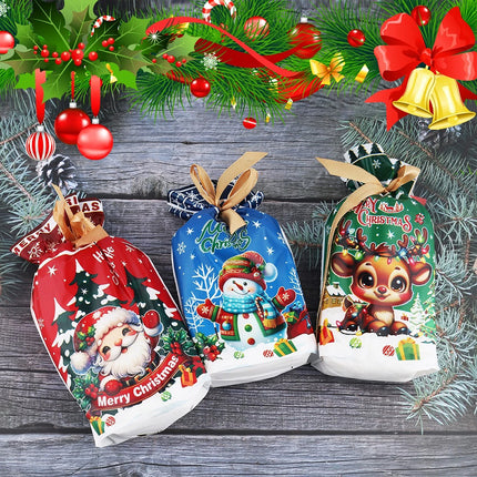 50PCS 3Patterns Christmas Wrapping Bags Gift Bags 15X23CM Xmas Day