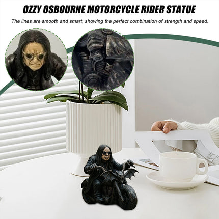 Retro Motorcycle Rider Statue Ozzy Figurine Desk Fan Decor
