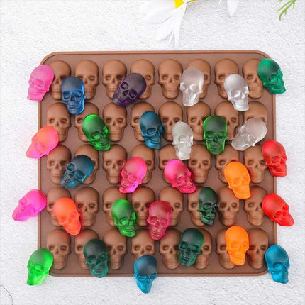 40 Cavity Silicone Halloween Skull Gummy Candy Jelly Mold Ice Tray