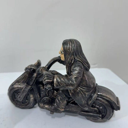 Retro Motorcycle Rider Statue Ozzy Figurine Desk Fan Decor