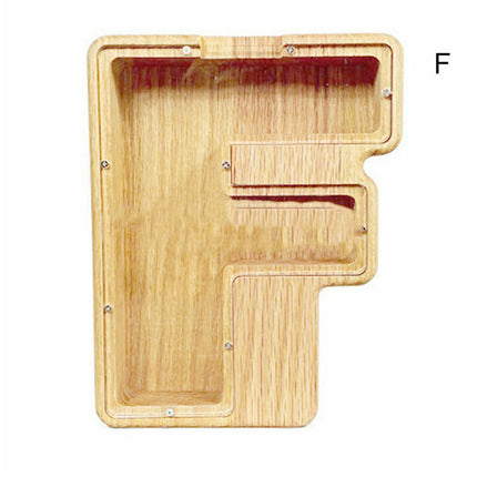 Wooden Piggy Bank, Funny Letter Coin Money Box for Kids & Adults Gift