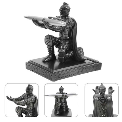 Medieval Knight Resin Pen Holder, Warrior Desk Decor for Office