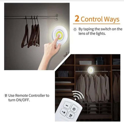 3Pcs LED Under Cabinet Lights with Remote, Dimmable Timer Battery Operated White