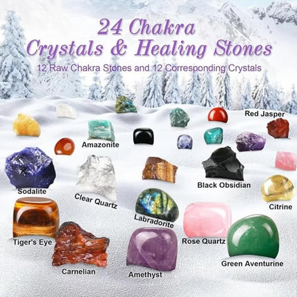 Christmas Crystal Advent Calendar 2025, 24 Healing Crystals Countdown Box
