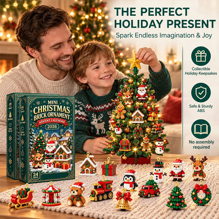 2026 Mini Christmas Brick Ornament Advent Calendar Tree Wreath PVC