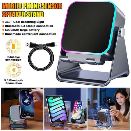 Mini Induction Speaker with Phone Stand 5 in 1 Wireless Bluetooth Audio