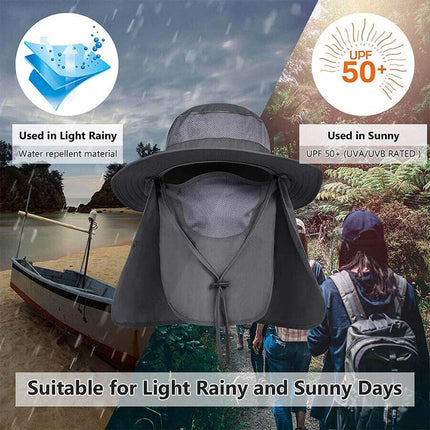 Outdoor Sun UV Protection Fishing Cap Neck Face Flap Hat Wide Brim Summer