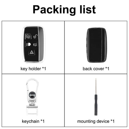 For Land Rover Range Rover Sport Evoque Jaguar Key Fob Cover, Protective Silicone/Leather Shell Case with Keyring