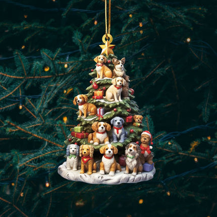 Christmas Tree Dog Acrylic Ornament Gift for Dog Lover Xmas Car Decor