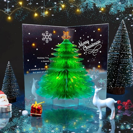 3D Tree Pop Up Christmas Card, Merry Xmas Holiday Greeting Blessing