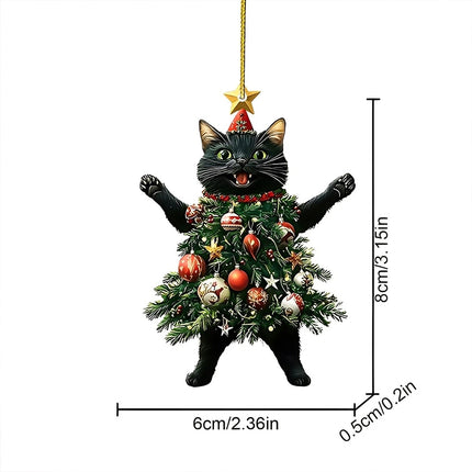 2x Cute Cat Christmas Tree Hanging Ornaments Acrylic Pendant Decor