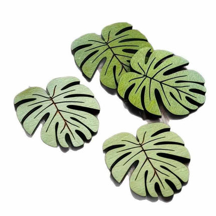 10pcs Wooden Cup Coaster Set, Bamboo Leaf Style Heat Resistant Non Slip Mat
