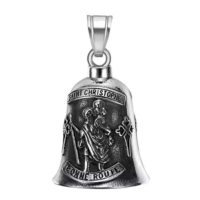 Motorcycle Guardian Bell St Christopher Stainless Steel Lucky Ride Bell