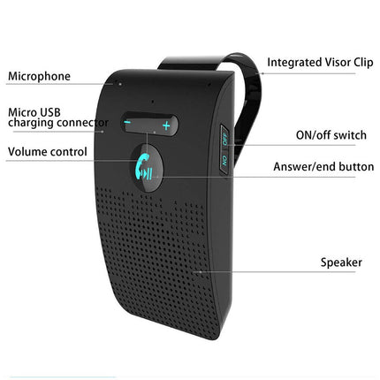 Wireless Car BT4.2 Handsfree Speaker Kit Sun Visor Clip Black