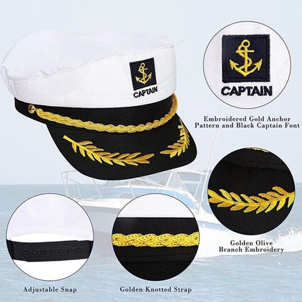 Navy Captain Hat, Skipper Yacht Hat, Sailor Costume Cosplay Fancy Dress