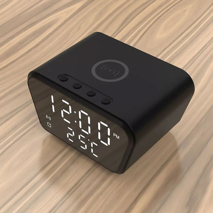 Wireless Charging Alarm Clock 15W Date Temperature Display Bedside