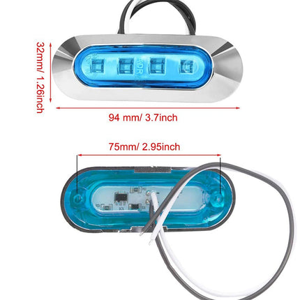 4X Blue LED Courtesy Lights 12V 24V Marine Boat Cabin Deck Stair Walkway
