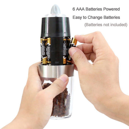 Electric Pepper Mill & Salt Grinder, Gravity Automatic Battery LED