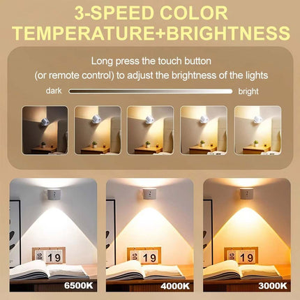 Rechargeable LED Magnetic Wall Mounted Night Lamp with Remote