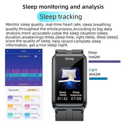 Smart Watch Blood Glucose Monitor ECG HRV Body Temperature Waterproof