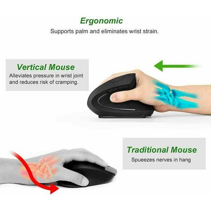 Rechargeable Vertical 1600DPI 2.4GHz Wireless Mouse Right Hand