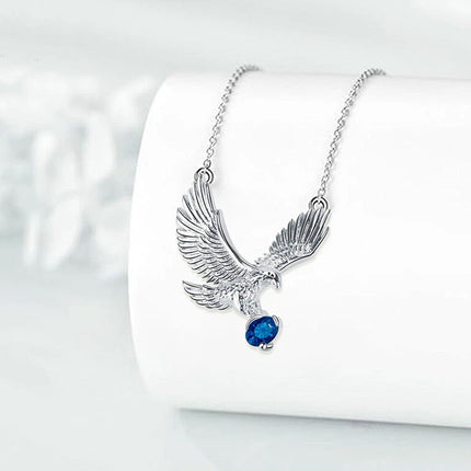 Flying Eagle Pendant Necklace in Silver Plated Blue for European Women