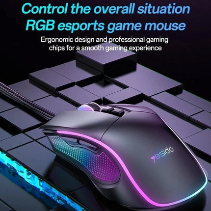 RGB Wired Gaming Mouse 7200 DPI 6 Programmable Buttons Optical PC Laptop