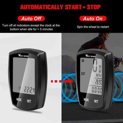 Wireless Cycling Bike Bicycle LCD Speedometer Computer Odometer Waterproof