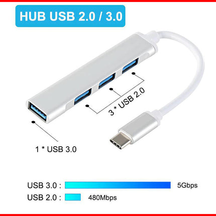 USB C to USB 3.0 OTG Hub, 4 Ports Type C Adapter Connector