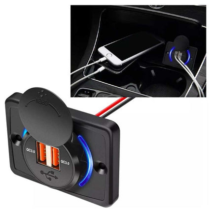 Dual QC3.0 USB Car Fast Charger 3.1A 12/24V Socket Outlet for Caravan RV