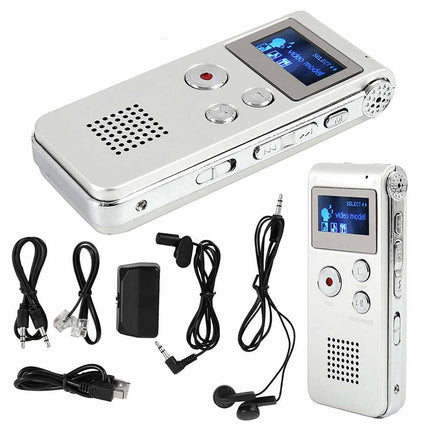 8GB Digital Voice Recorder with MP3 Player Rechargeable USB