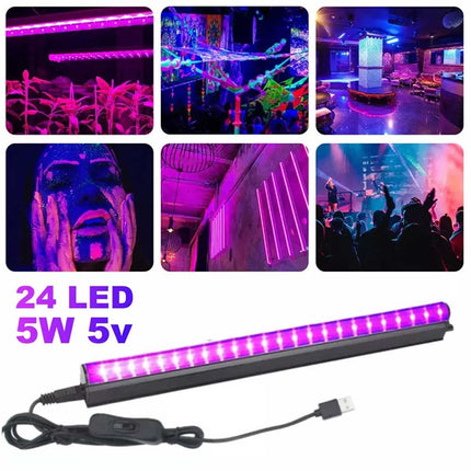 24LED USB UV Ultraviolet Strip Light Bar - Club Party Blacklight Lamp