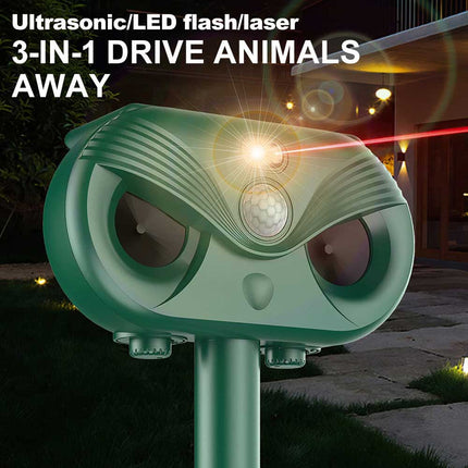 Ultrasonic Pest Repeller Solar Powered Cat Dog Fox Scarer Garden Deterrent