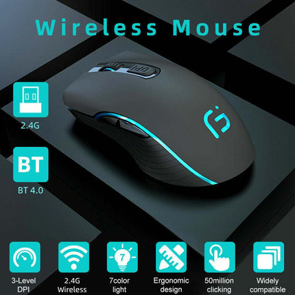 2.4G Bluetooth Wireless Mouse Single Dual Model Rechargeable Silent
