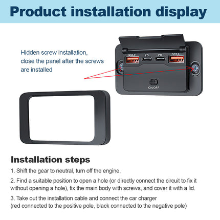 DC 12V-24V PD USB-C Fast Car Charger Socket Power Outlet Panel