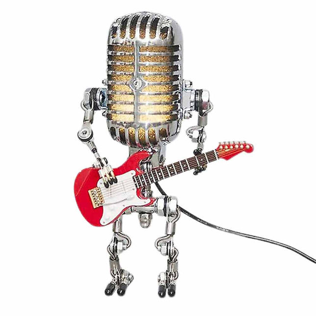 Microphone Robot Lamp with Guitar Lights for Table Desktop Decor USB