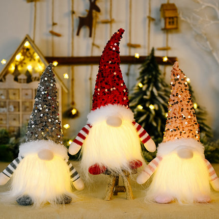 Christmas Gnome Santa Light with Bling Hat Xmas Party Home Table Decor