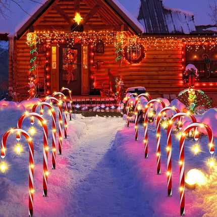5IN1 Red Solar Christmas LED Lights Candy Cane Path Garden Decor