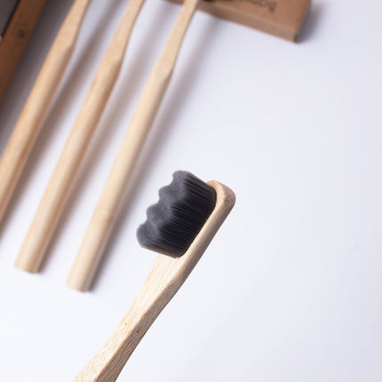 4-Pack Eco Gray Bamboo Toothbrush with Ultra Dense Bristles
