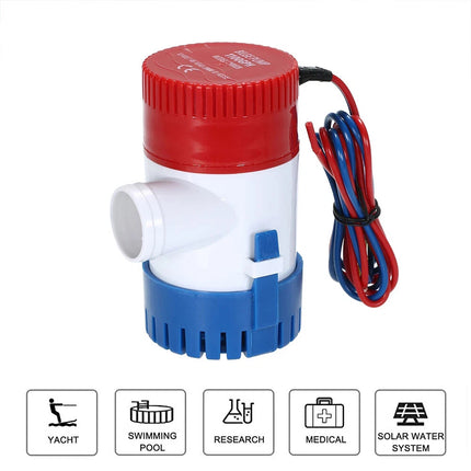 12V 1100GPH Marine Bilge Pump Electric Submersible Water Pump Boat Yacht