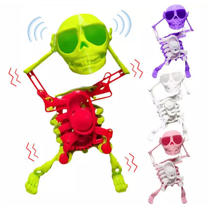 3D Dancing Skeleton Toy, Clockwork Spring Self-Moving Swinging Bobblehead