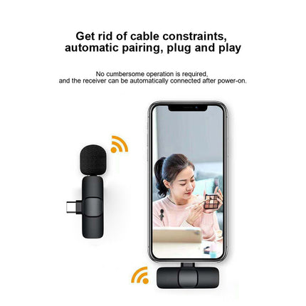 Wireless Lavalier Mini Mic for Android iPhone iPad Vlog Live Streaming