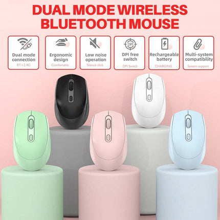 Rechargeable Silent Ergonomic 2.4G Dual Mode Bluetooth Mouse for PC
