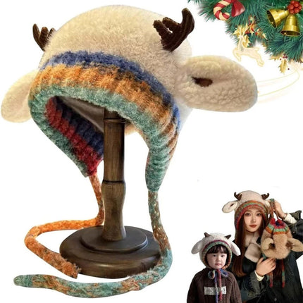Creative Antler Hat & Bag 2-in-1 Festive Reindeer Knitted Beanie