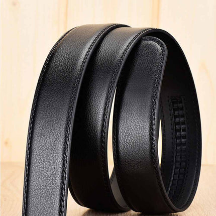 Fashion Men's Leather Ratchet Belt Automatic Buckle Waistband 120cm