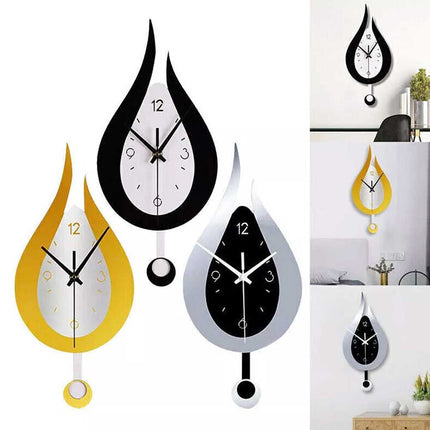 Modern Waterdrop Silent Wall Clock Acrylic Pendulum Hanging Decor