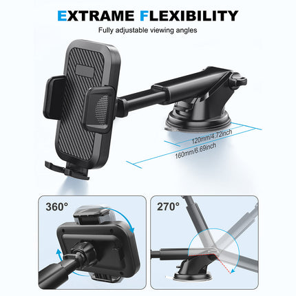 Universal Long Arm Car Mount Phone Holder with 360° Rotation